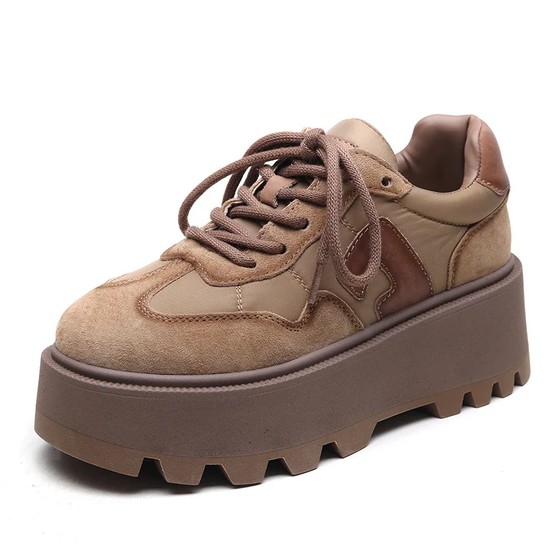 Yyvonne Retro Thick-Sedged Old Dad Shoes Autumn New Fashion Casual High-Board Shoes Women