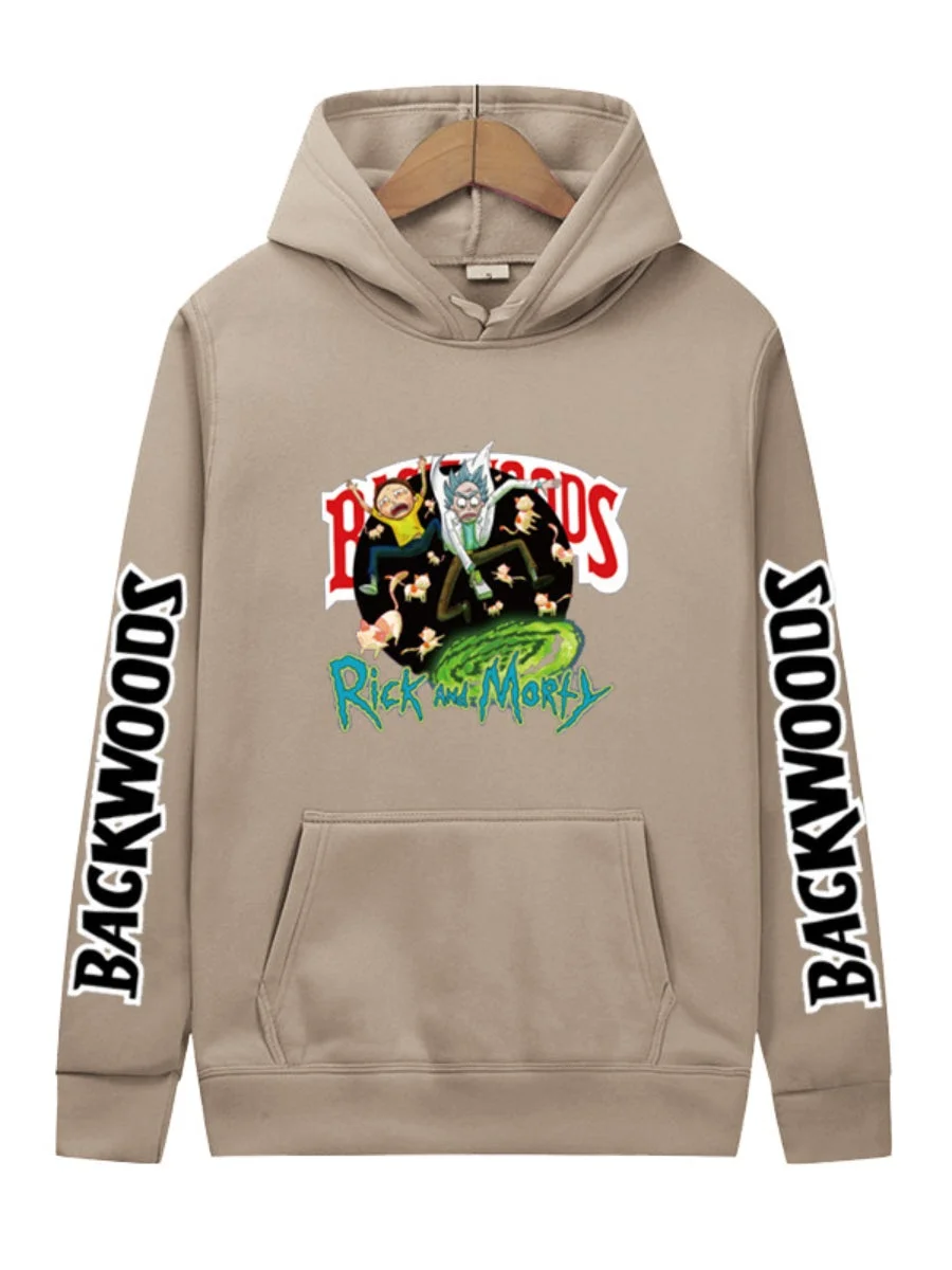 Unisex Rck and Morty Hoodie Backwoods Letters Floral Hooded Sweatshirt