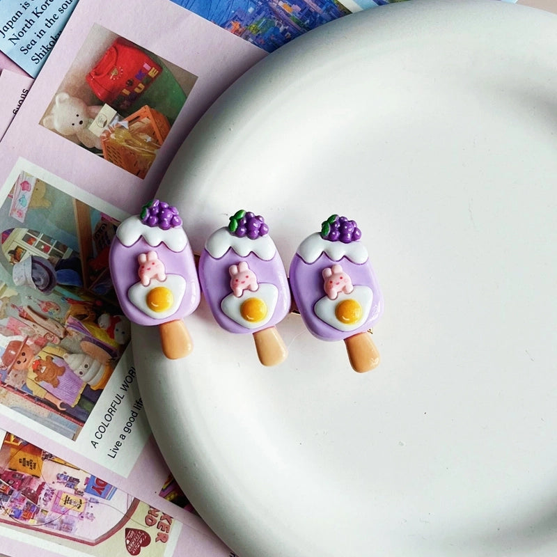 Women’s Cute Ice Cream Card Watermelon Resin Epoxy Hair Clip