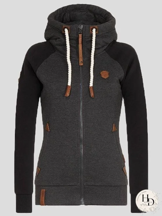 Women's Colorblock Zip-Up Hoodie