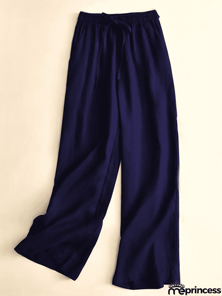 Leisure Linen High-Rise Oversized Pants for Women