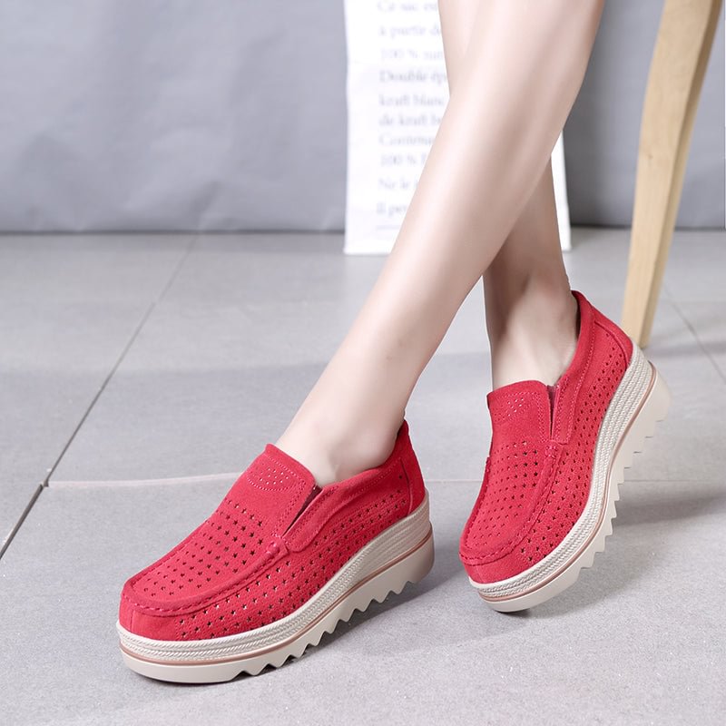 Women Slip On Platform Loafers Comfort Suede Moccasins Shoes With Leather Suede Fringes