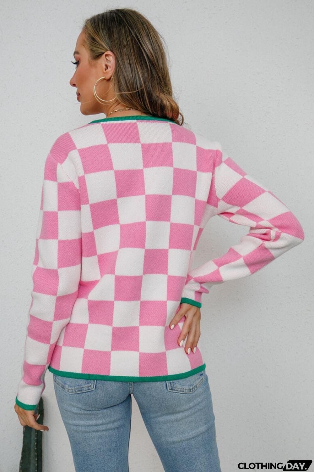 Checkered Round Neck Sweater