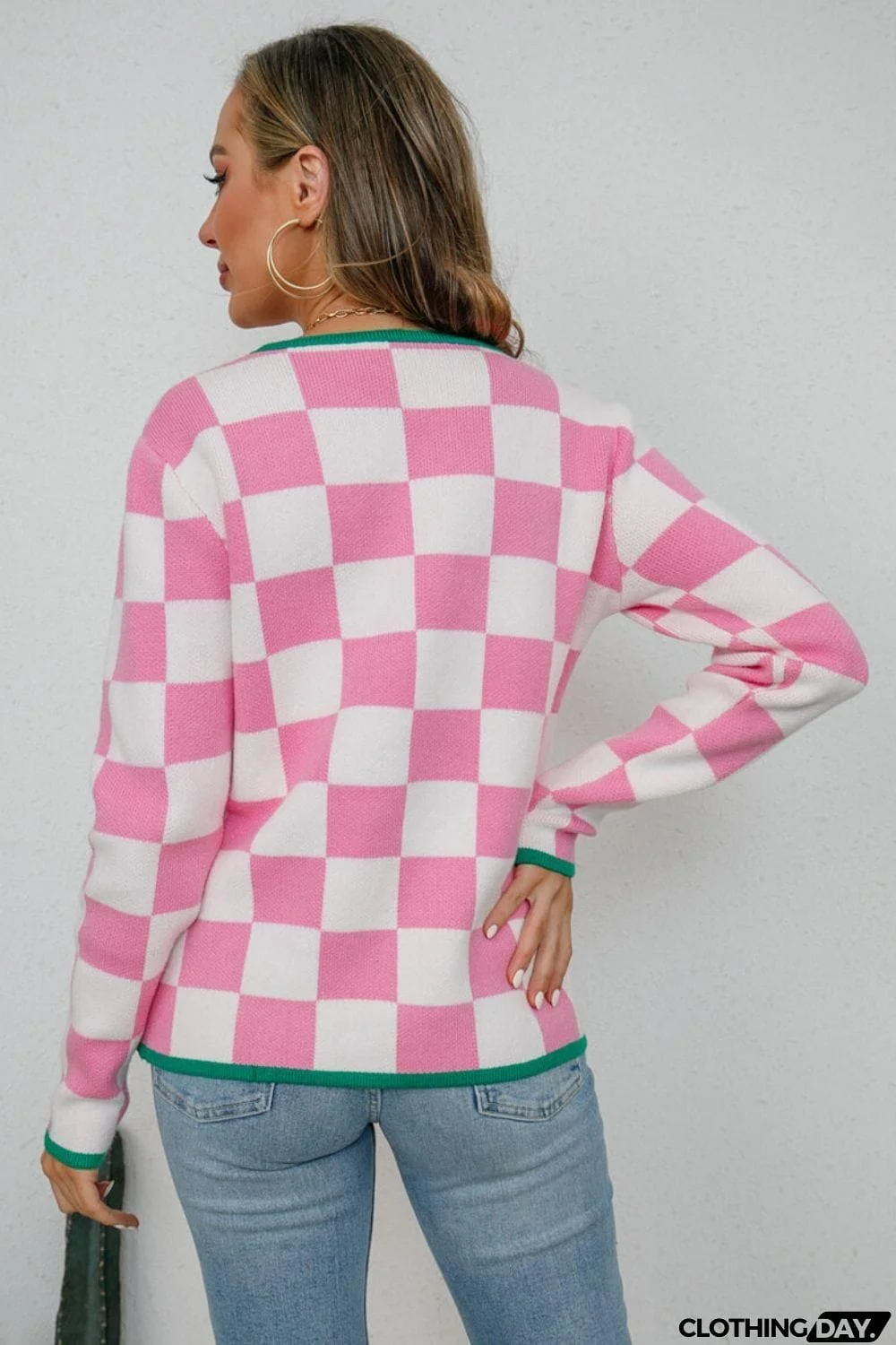Checkered Round Neck Sweater