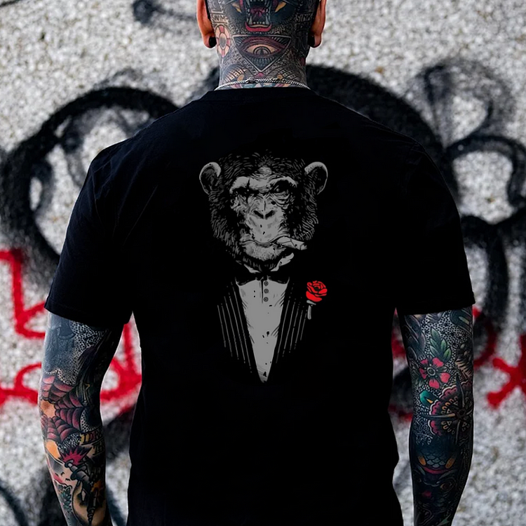Coolest Monkey In The Jungle Business Men's T-shirt Back Print - Monsterry