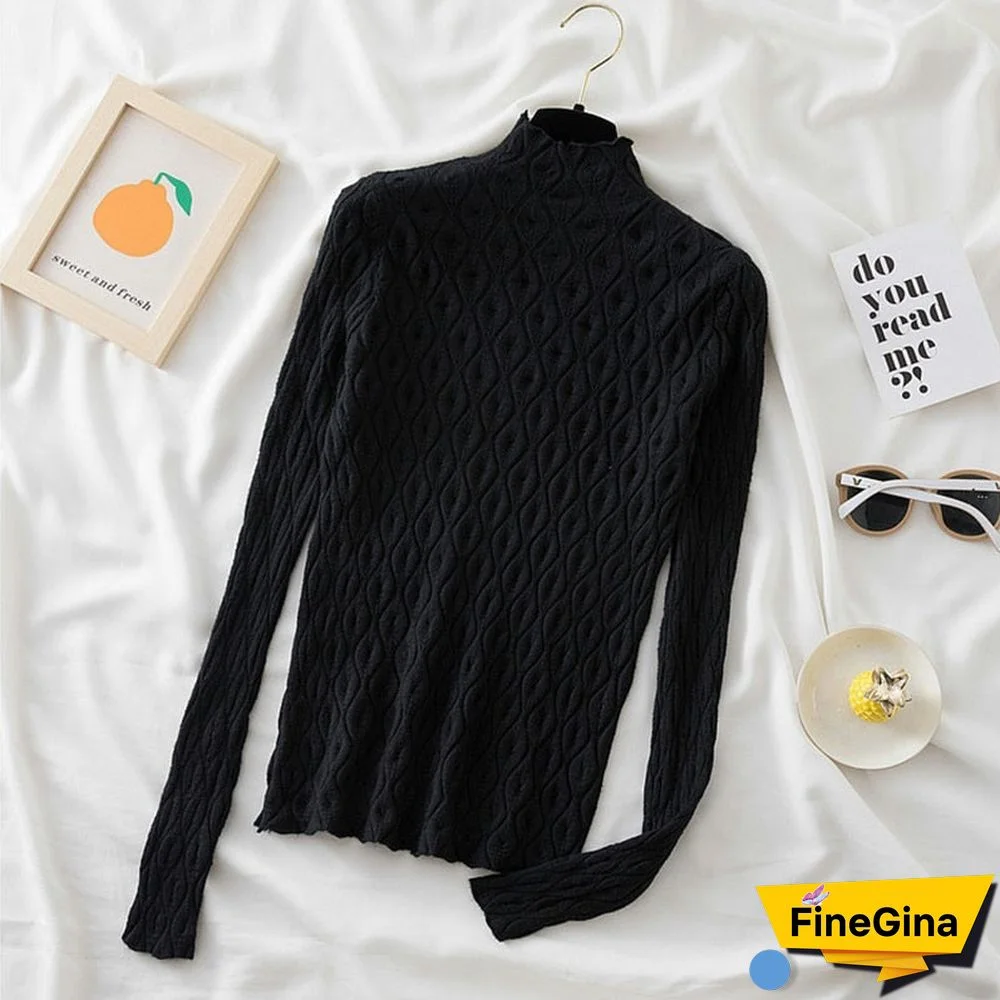 Aossviao Cashmere Turtleneck Women Sweaters Autumn Winter Warm Pullover Slim Tops Knitted Sweater Jumper Soft Pull Female