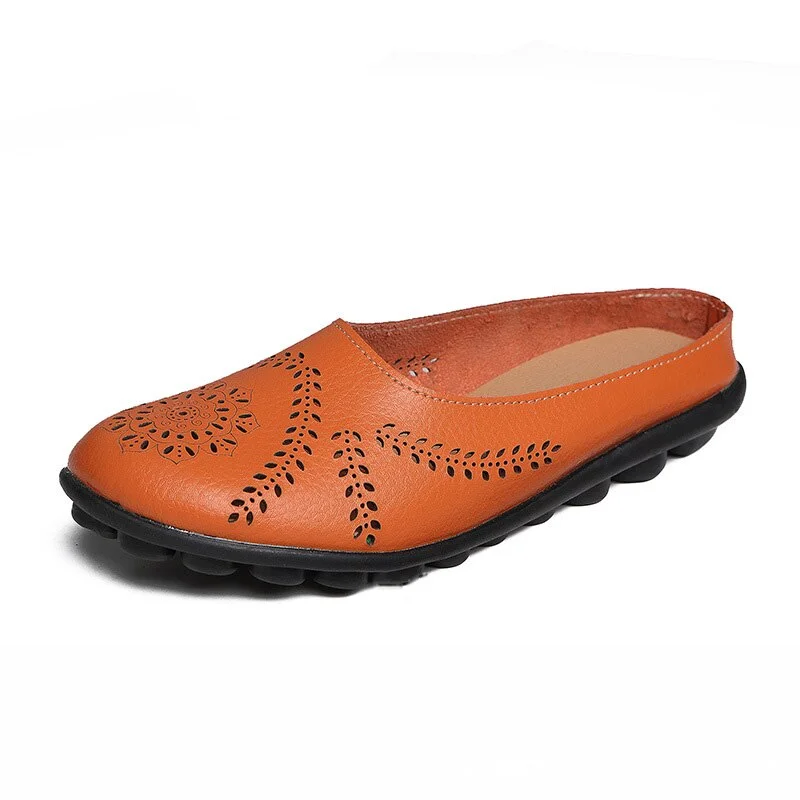 Women Flats Summer Women Genuine Leather Shoes Slippers Slip On Flat Shoes Women Leather Oxford Chaussures Femme Casual Loafers