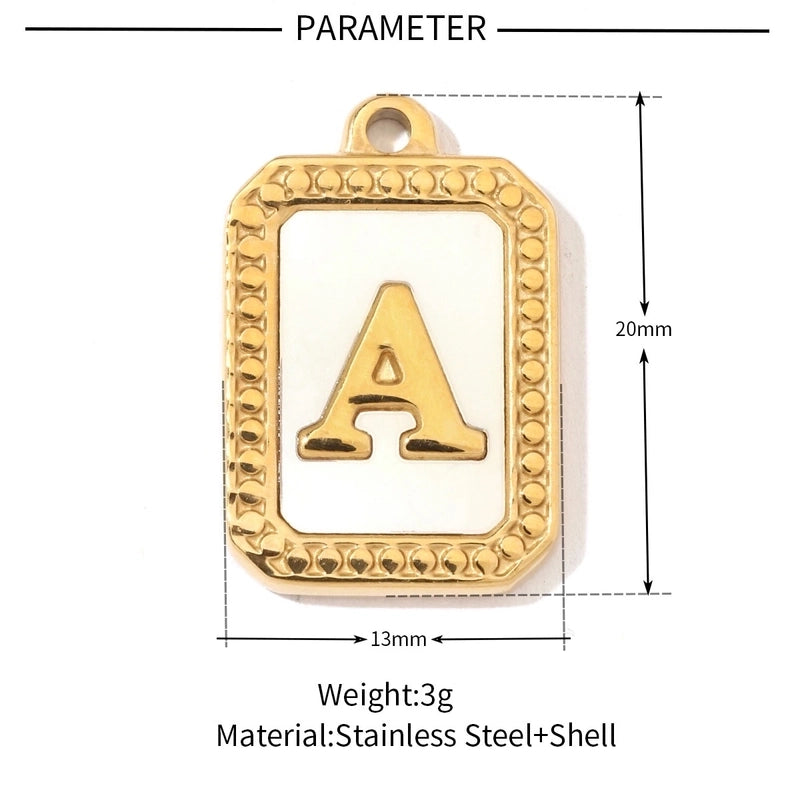 A Pack Of 3 201 Stainless Steel Shell 18K Gold Plated Letter Polished Pendant