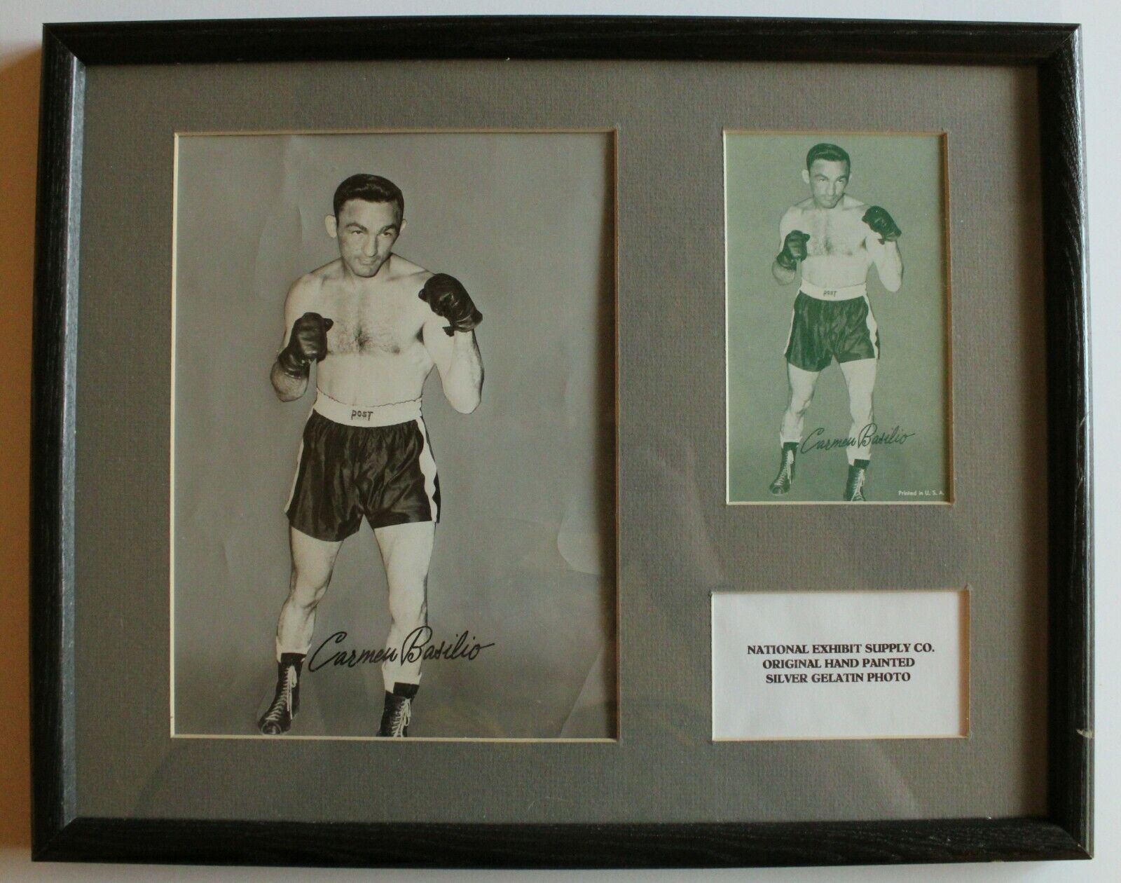 Carmen Basilio Framed Original Exhibit Card Photo Poster painting w/ Exhibit Card