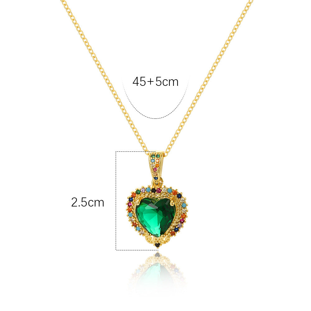 Moderate Luxury Heart Droplet Zircon Electroplating Necklaces