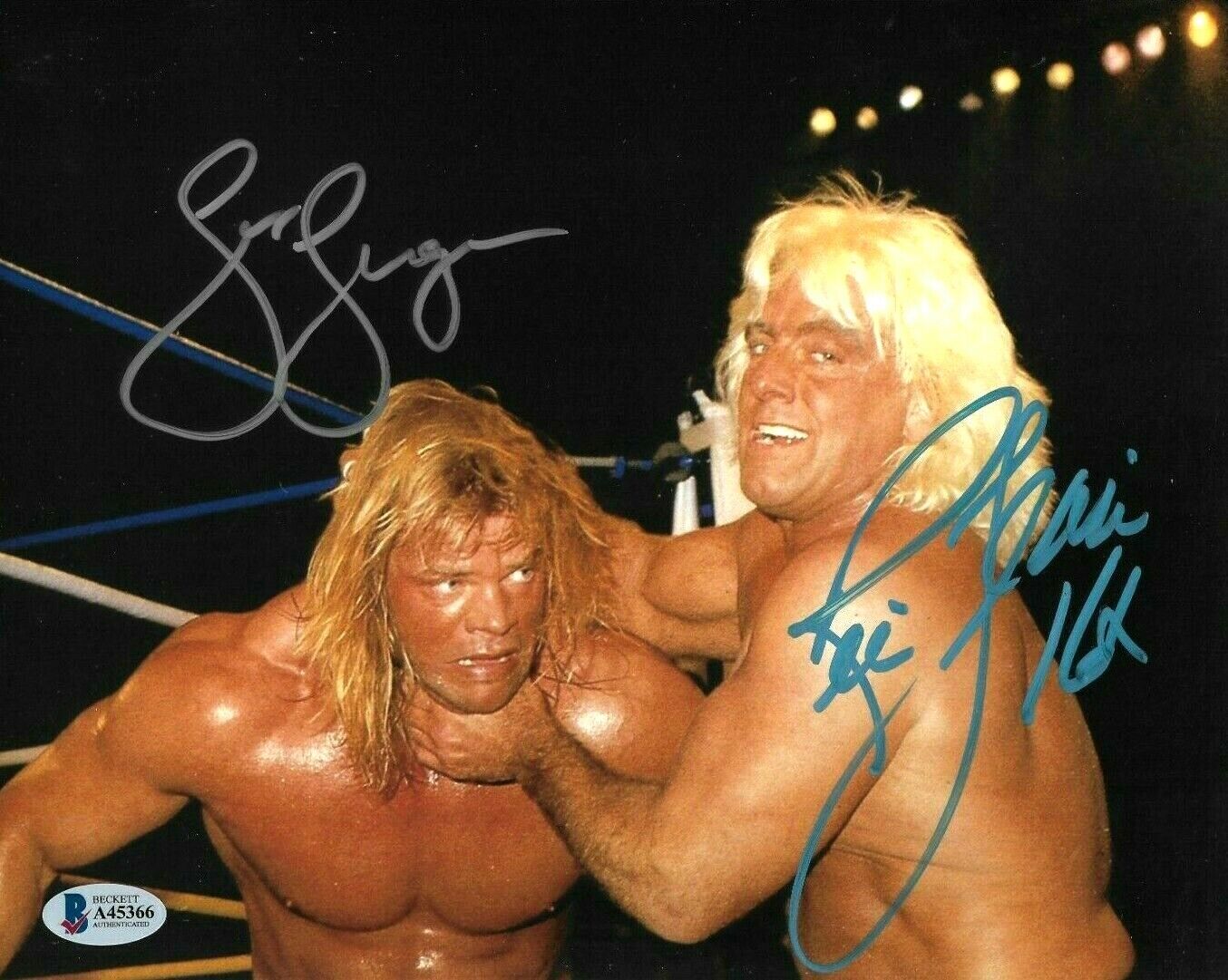 WWE RIC FLAIR AND LEX LUGER HAND SIGNED 8X10 Photo Poster painting WITH BECKETT LOA RARE 1