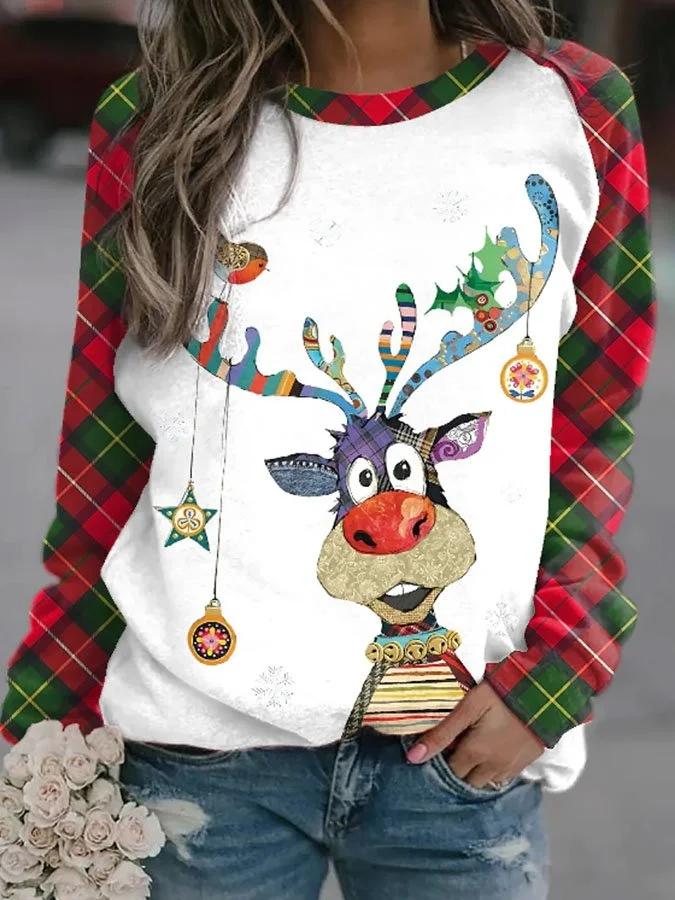 Christmas Round Neck Long Sleeve Sweatshirt-mysite