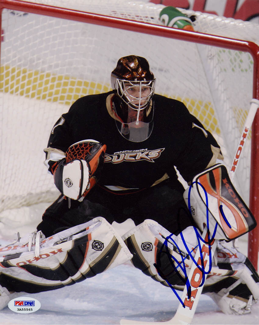 Jonas Hiller SIGNED 8x10 Photo Poster painting Anaheim Ducks ITP PSA/DNA AUTOGRAPHED