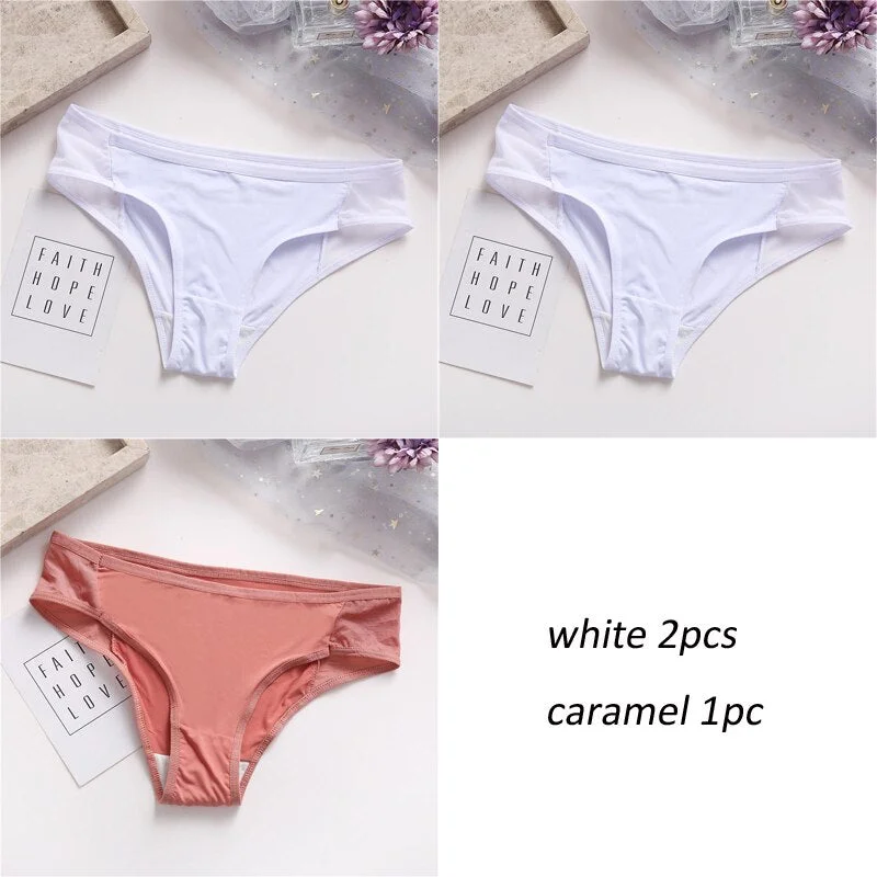 3PCS/Set Lot panties for Women Comfortable Smooth Underwear Soft Intimates Lingerie Girls Briefs Solid Color Fashion Underpants