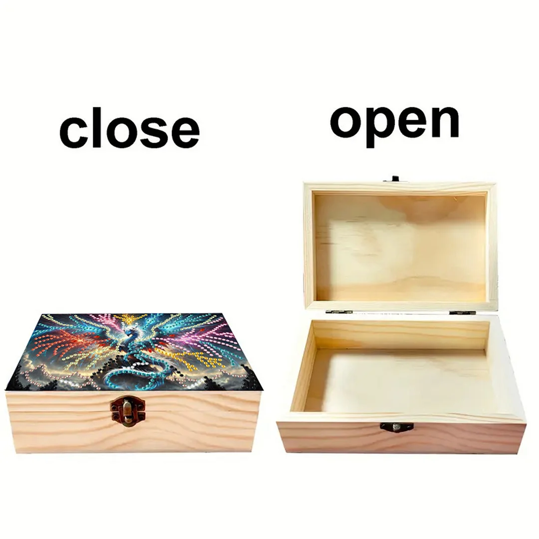 5D DIY Diamond Painting Handmade Wood Storage Box for Home Decor (Dinosaur)