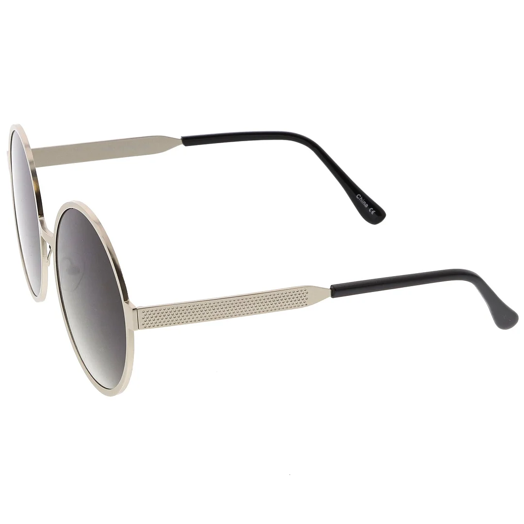 Oversize Round Metal Frame glasses With Neutral Colored Flat Lens 58mm