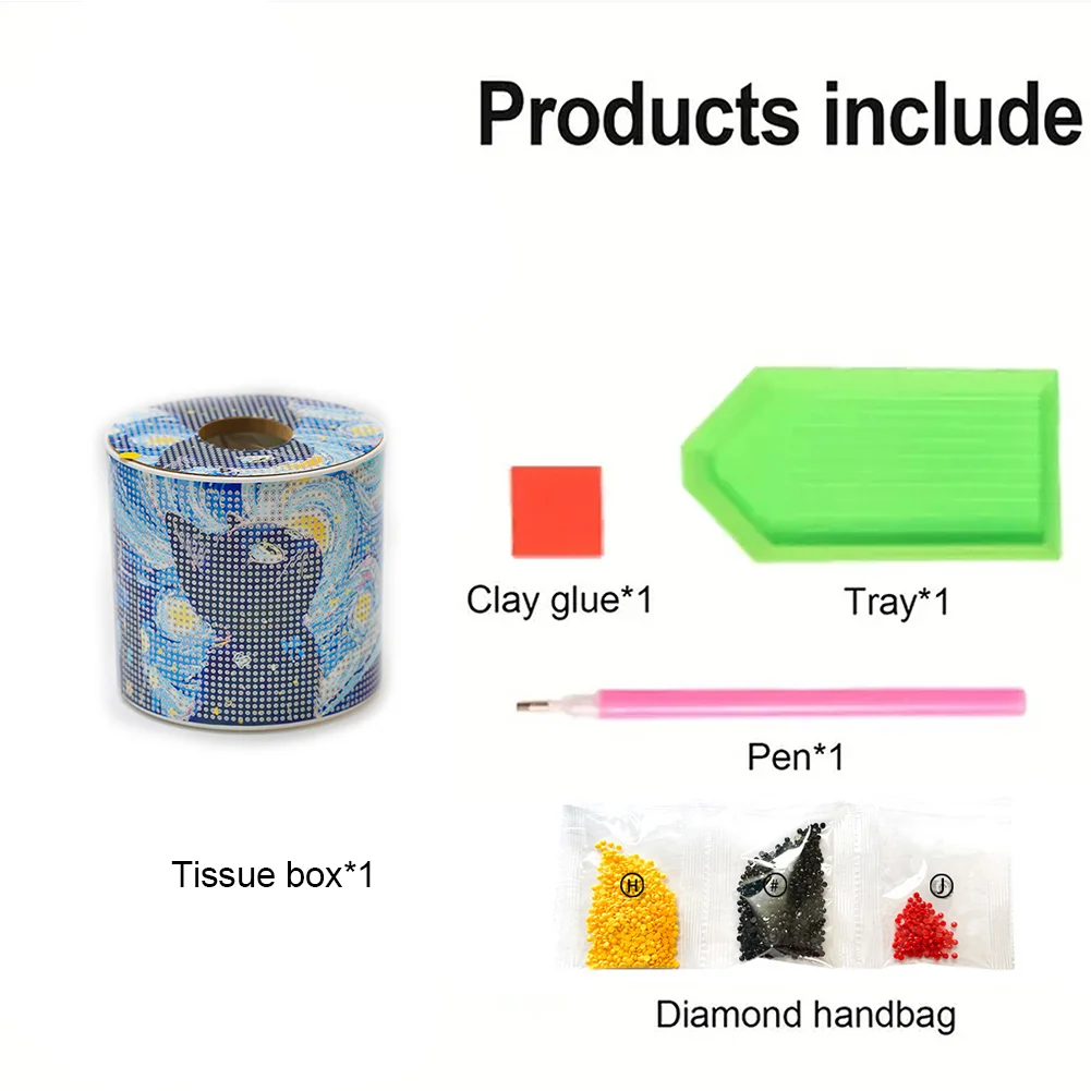 Black Cat DIY Diamond Painting Handmade Tissue Holder Rhinestones Tissue Box