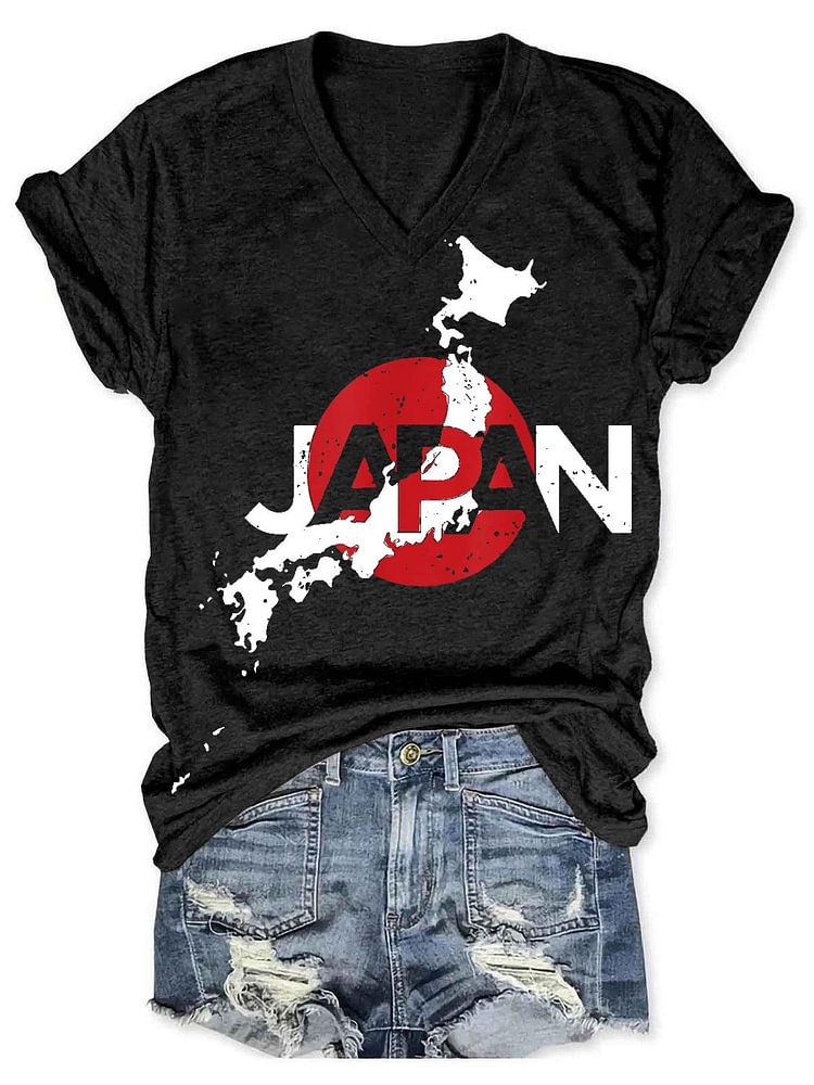 Japanese Map Flag Souvenir Distressed Japan Family Heritage T-Shirt
