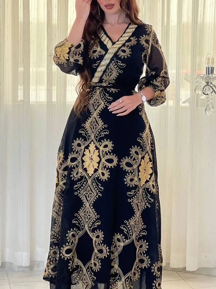 Women's Rhinestone Embroidery Mesh Dress | Oxredo Shop Ramadan Sale