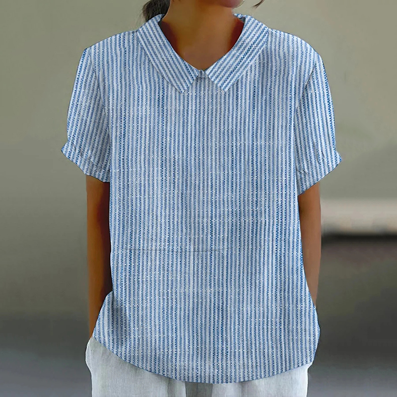 Comstylish Women's Simple Striped Printed Casual Shirt