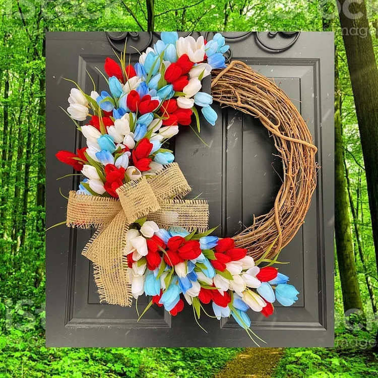 Cross Wreath, Tulip Wreath, 4th of July Wreath, American Flag Wreaths, Patriotic Home Decor, Military Wreath, Memorial Day Wreath, USA