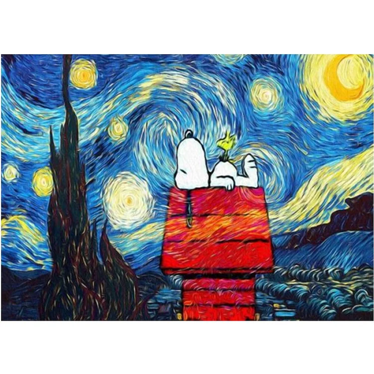 Van Gogh Moonlight Clown And Snoopy 40*50CM(Canvas) Full Round Drill Diamond Painting gbfke