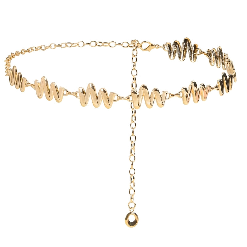 Basic Solid Color Plastic Women’s Chain Belts