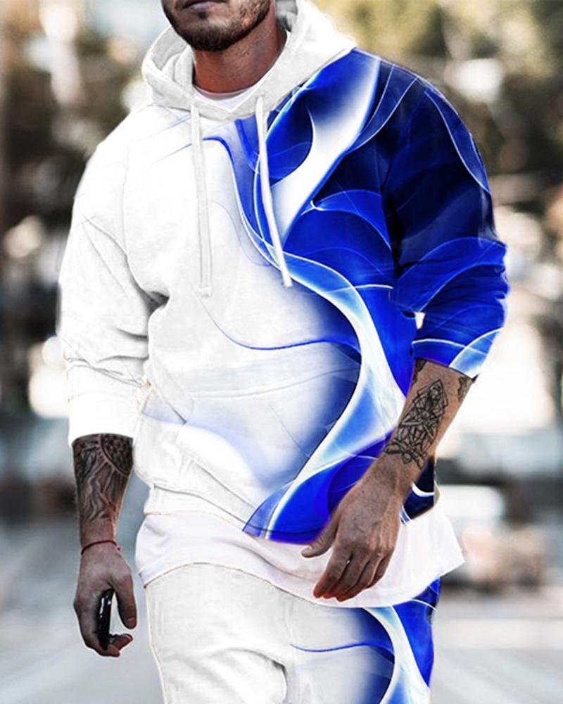 Men's Abstract Print Hooded Hoodies