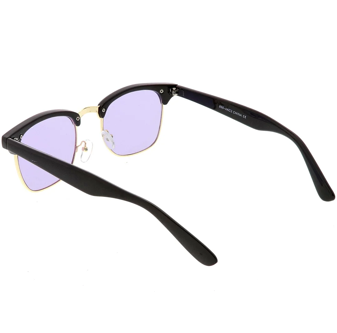 Modern Horn Rimmed glasses Semi Rimless Color Tinted Square Lens 49mm
