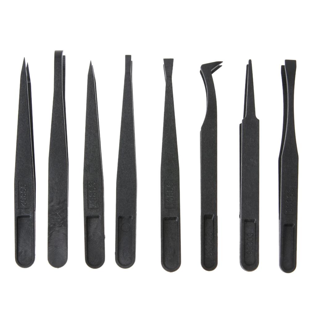 

8pcs Portable Black Anti-static Plastic Tweezer Heat Resistant Repair Tool, 501 Original