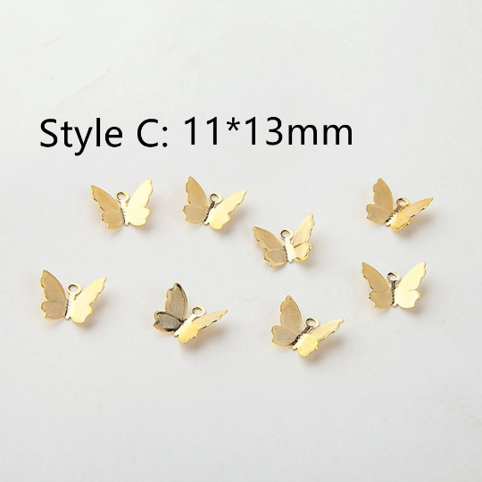 3 Style Gold Butterfly Connect Pendant Copper Charm ,Animal Double Buttterfly charm Beads for Keychain Earring Necklace Diy Jewelry
