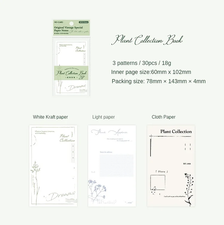 Journalsay 30 Sheets Inspiration Note Series Vintage Special Paper Memo Pad