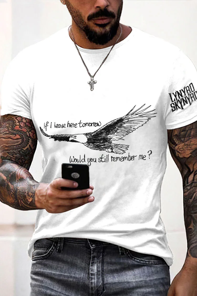 Men's Retro Rock Band Free Bird Printed T-shirt