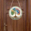 (Upgrade Size)DIY Diamond Painting Art  Double Sided Effect Pendant Colorful Stained Glass Hanging Ornament Kit(Tree)