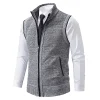 💥2025 New Arrivals!Men's Solid Color Vest Jacket, Men's Casual Stand-up Collar Sleeveless Knitwear