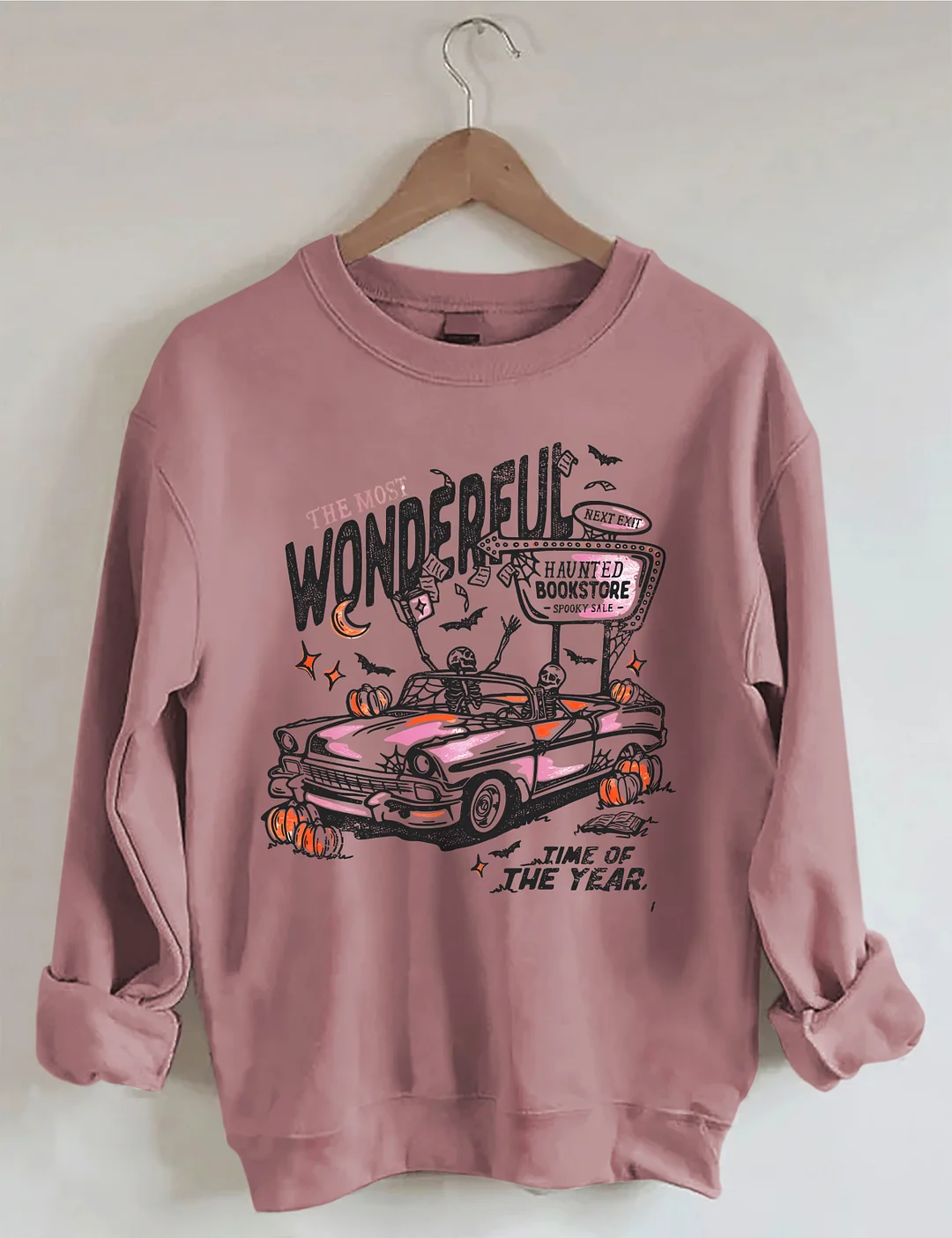 Skeletons In A Convertible For Retro Halloween Sweatshirt
