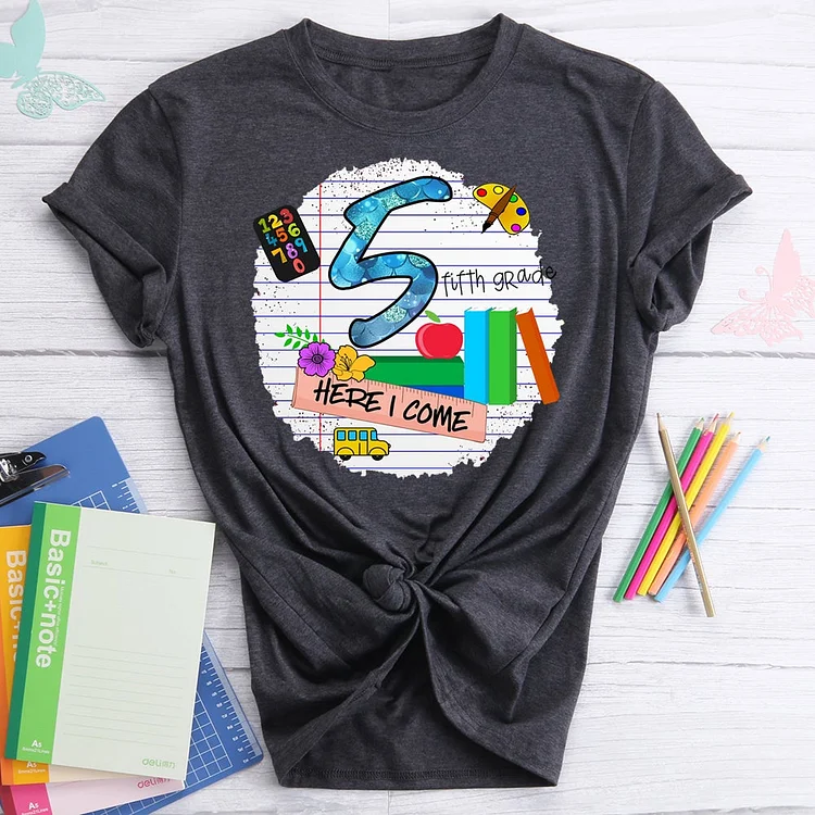 Back to School- First Day of Fifth Grade T-Shirt Tee-07260