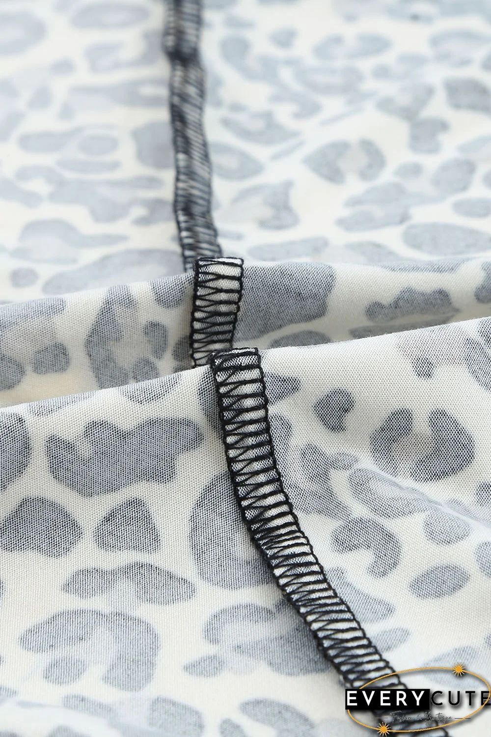 Leopard Print Ruffled Lace-up Plus Size Midi Dress