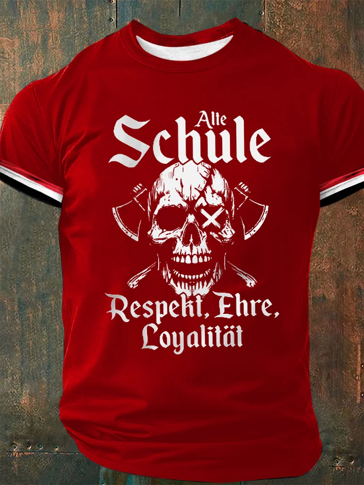 Männer Alte Schule Print Kurzarm T-Shirt