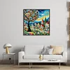 Glass Painting Colorful House-11CT Stamped Cross Stitch 50*50cm/19.69*19.69in tapestrymarket