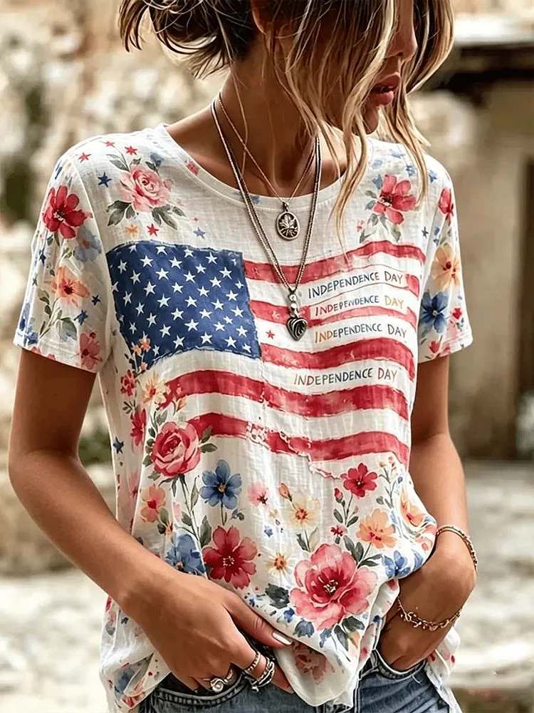 Women's 250Th Anniversary Independence Day  Print T-shirt 