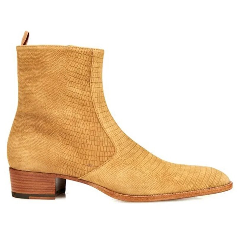 VCSHOES Men's Boots Gold Genuine Leather Boots Men Male Cowboy Boots Big Sizes 38-46