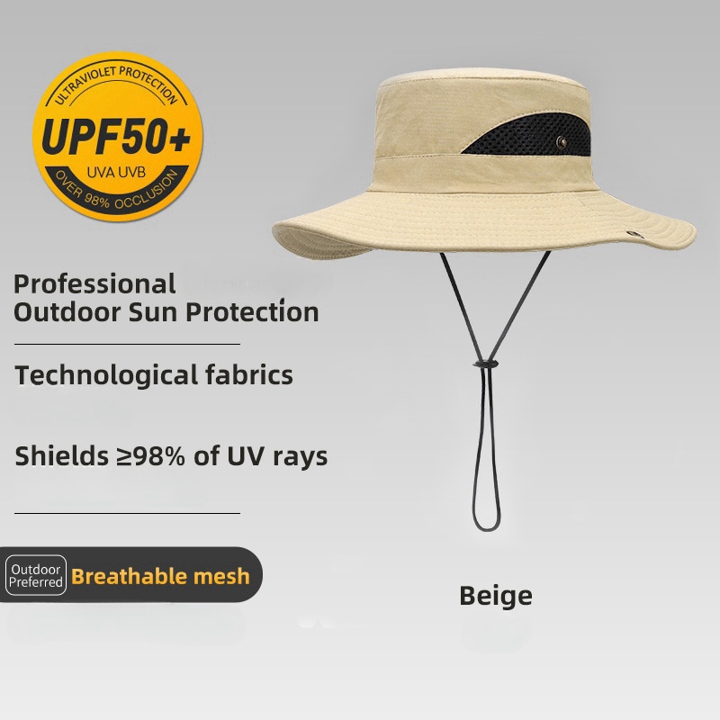 Men's UPF50+ Wide Brim Hat Sunscreen UV Protection Breathable Fisherman Hat | ARKGET