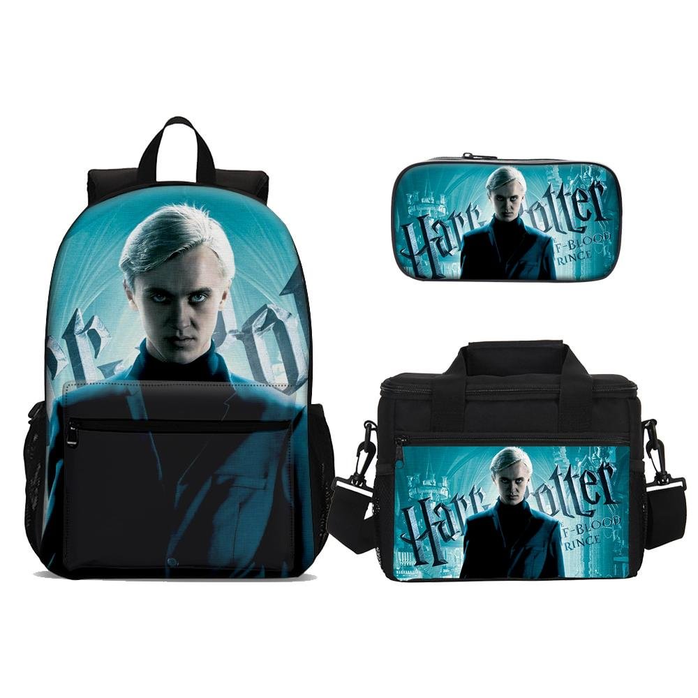 Drago Malfoy Harry Potter Backpack Set School Backpack Pencil Case Lunch Bag 3 in 1 for Kids Teens