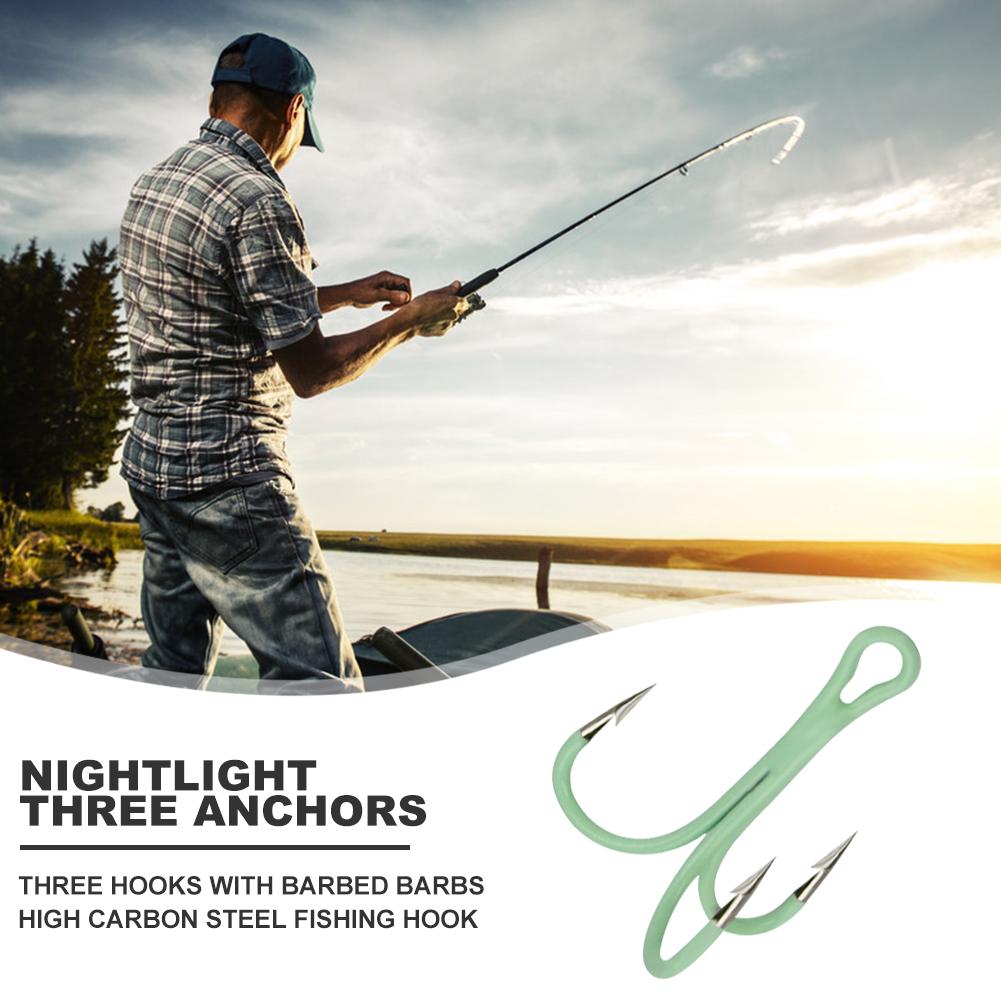 

10pcs Treble Three Barbed Anchor Fishhooks Night Luminous Fishing Jig Hooks, 4# 10pc, 501 Original