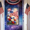 Diamond Painting -DIY Round Drill Independence Day Flag and Flowers(60*40CM)