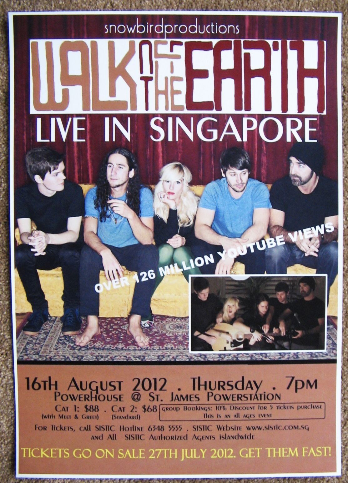 WALK OFF THE EARTH 2012 Gig POSTER Singapore Concert