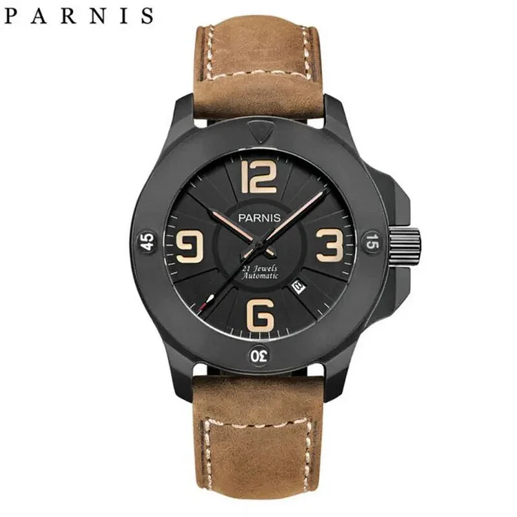 Parnis 47mm Mechanical Watch Miyota 821A Movement Sapphire Glass Luminous