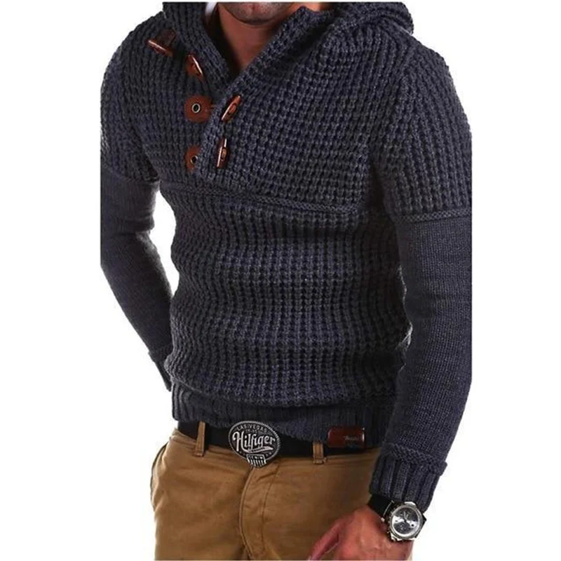 Men's Slanted Sweater Long Sleeve Bottoming Shirt Hooded Sweater