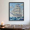 Diamond Painting-DIY Special Shaped Drill Pearl Painting Blue Sailboat(35x45cm)